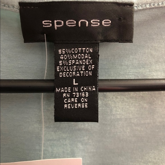 Spense Sz Lg Scoop Neck 3/4 Sleeve Curly Frill Top Blue NWT - Picture 8 of 8